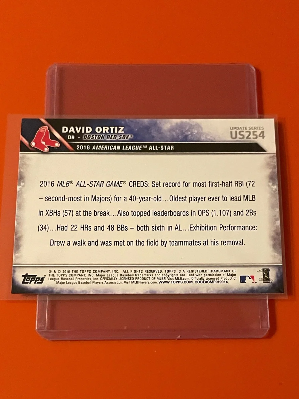 David Ortiz #US254 [All-Star Game] 2016 Topps Baseball Trading Card